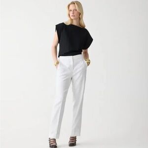 J. Crew Kate Straight-leg Pant Stretch Linen Trousers Old Money White NWT Sz 10T